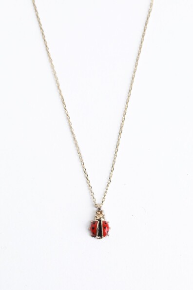 Altın Uğur Böceği Kolye