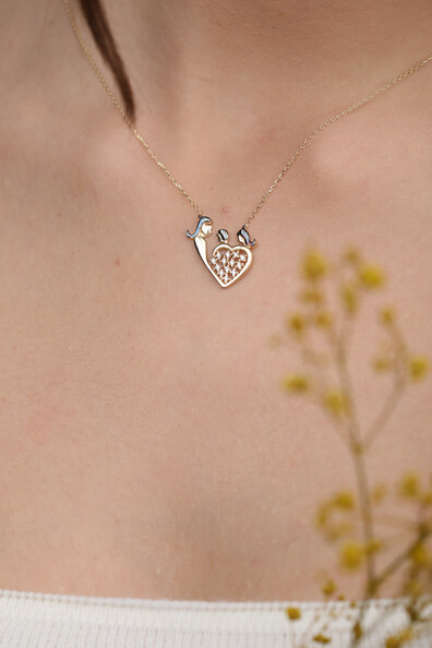 14 Ayar Altın Anne Ve Çocukları Kolye