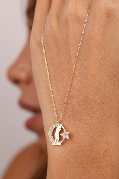 14 Ayar Altın Atatürk Ve Ay Yıldız Kolye