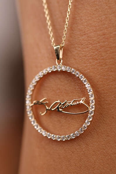 14 Ayar Altın Atatürk İmza Kolye