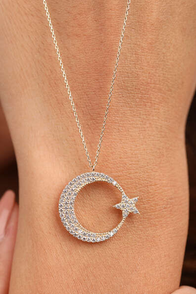 14 Ayar Altın Ay Yıldız Kolye