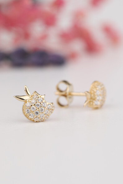 14 Ayar Altın Elma Küpe