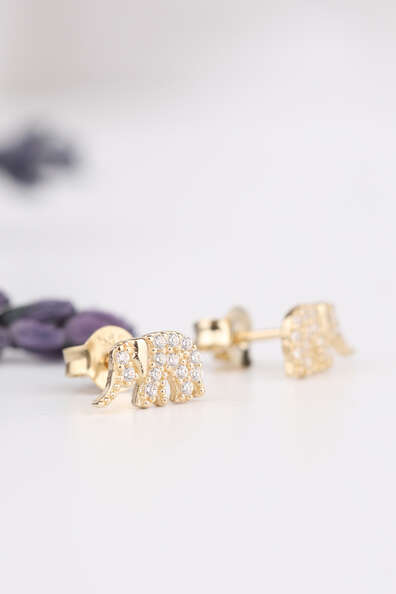 14 Ayar Altın Fil Küpe