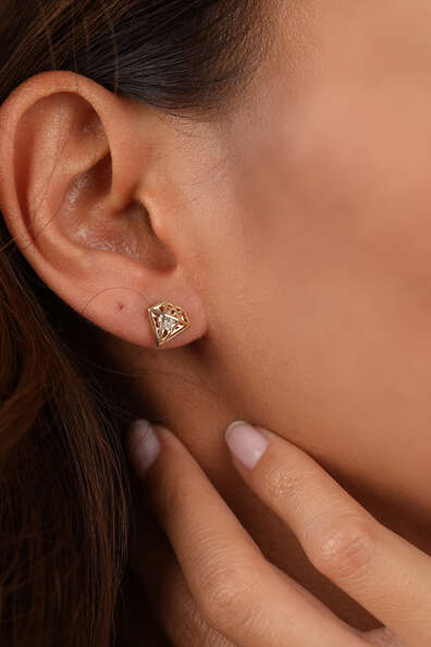 14 Ayar Altın Geometrik Küpe