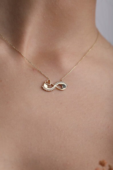 14 Ayar Altın Kalp Sonusuzluk Kolye