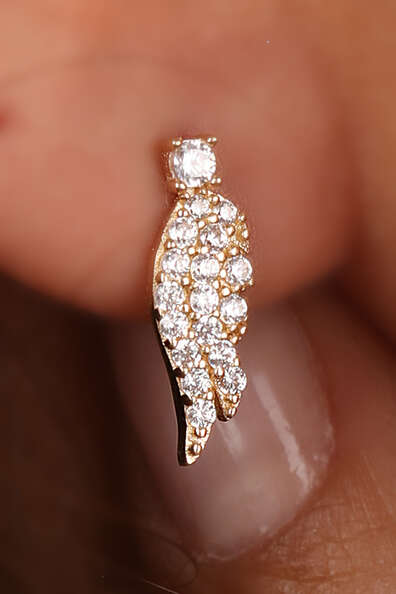 14 Ayar Altın Kanat Taş Küpe