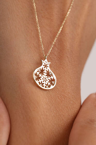 14 Ayar Altın Kar Ve Nar Tanesi Kolye