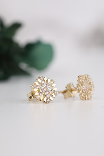 14 Ayar Altın Kartanesi Küpe