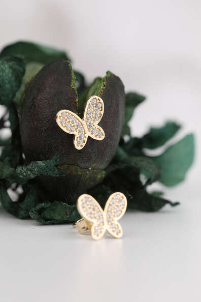 14 Ayar Altın Kelebek Küpe