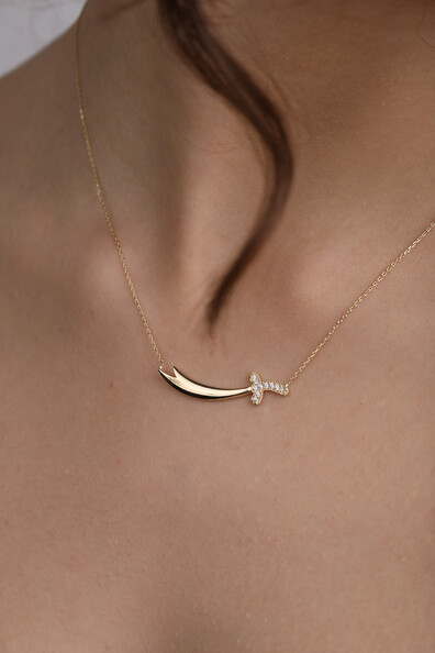 14 Ayar Altın Kılıç Kolye