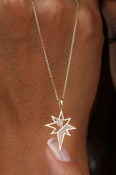14 Ayar Altın Kutup Yıldızı Kolye