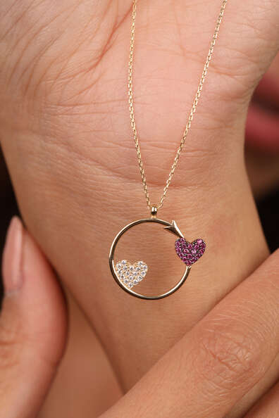 14 Ayar Altın Minik Kalpler Kolye