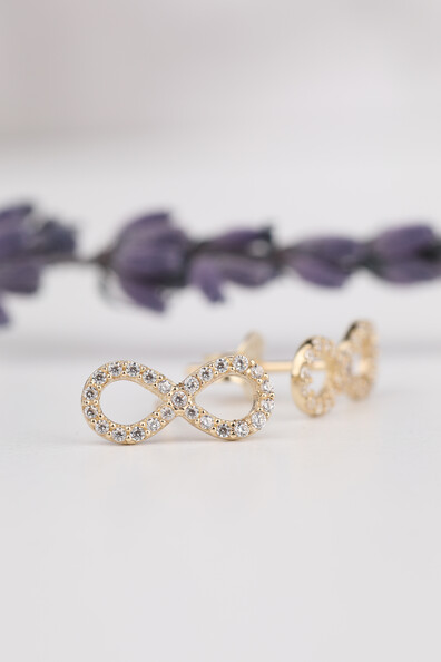 14 Ayar Altın Minimal Sonsuzluk Küpe