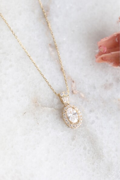 14 Ayar Altın Oval Kolye