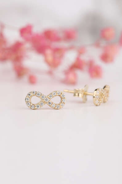 14 Ayar Altın Sonsuzluk Küpe