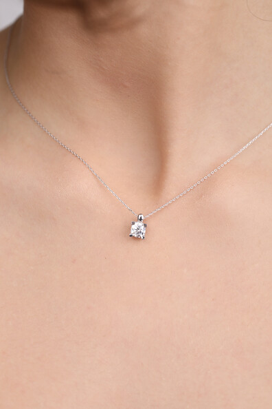 14 Ayar Altın Takoz Tırnak Tektaş Kolye