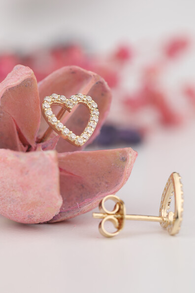 14 Ayar Altın Taşlı Kal Küpe