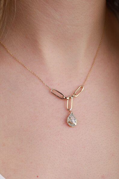 14 Ayar Altın Tektaş Kolye