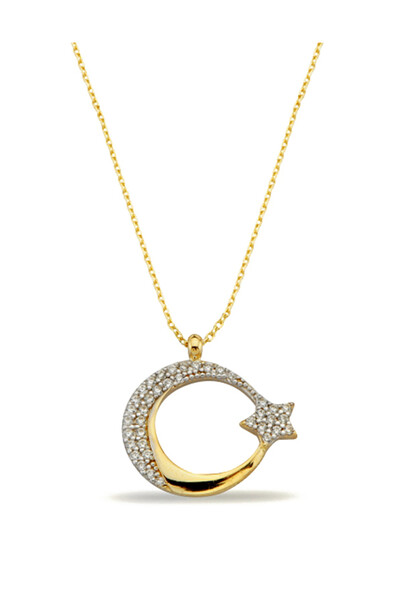 14 Ayar Altın Ay Yıldız Kolye