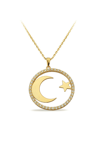 14 Ayar Altın Ay Yıldız Kolye