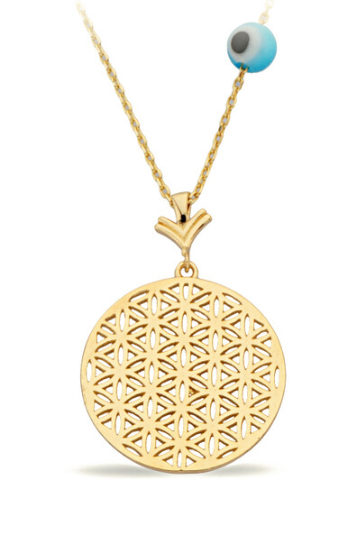 14 Ayar Altın Taşsız Lotus Kolye