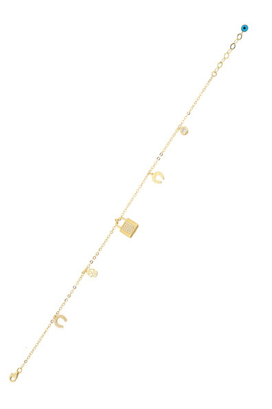 14 Ayar Altın Kilitli Taşlı Halhal