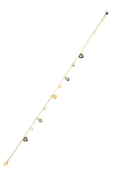 14 Ayar Altın Çiçek ve Nazar Boncuku Halhal