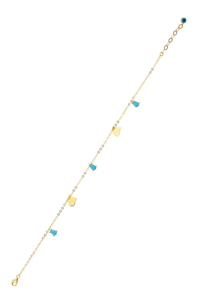 14 Ayar Altın Mavi Taşlı Figürlü Halhal