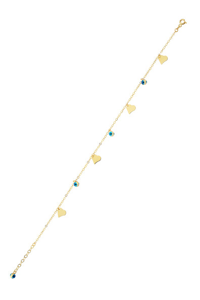 14 Ayar Altın Nazar Ve Kalpli Halhal