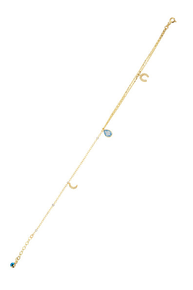 14 Ayar Altın Damla Taşlı Halhal