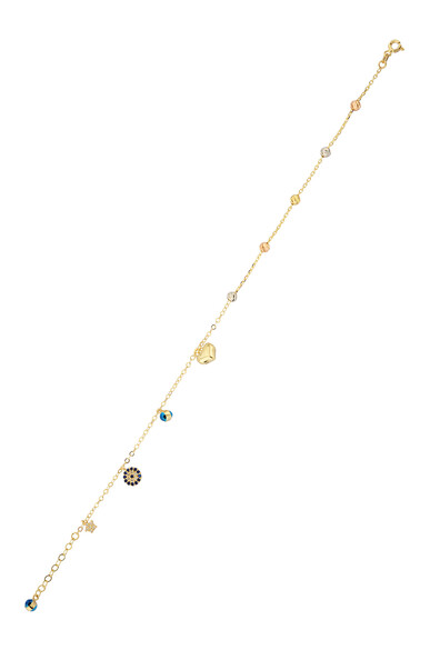 14 Ayar Altın Figürlü Ve Taşlı Halhal