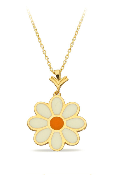 14 Ayar Altın Mineli Papatya Kolye