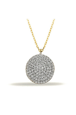 14 Ayar Altın Beyaz Taşlı Kolye