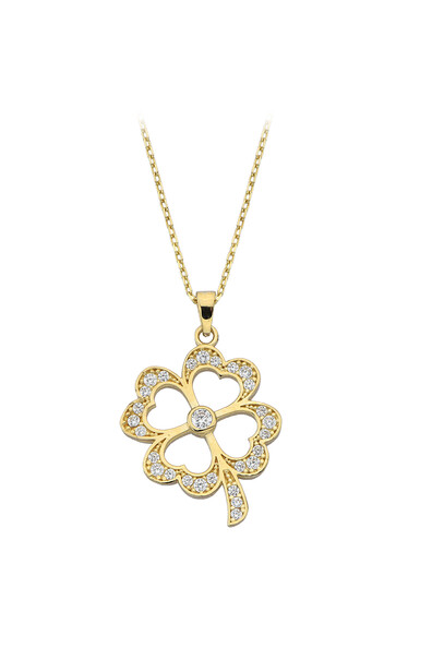 14 Ayar Altın Yonca Kolye