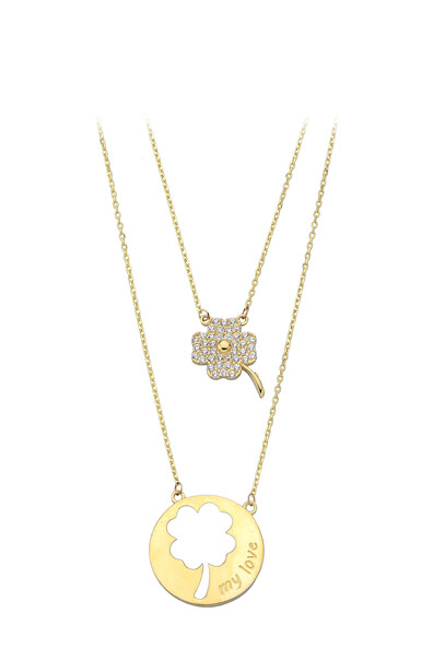 14 Ayar Altın Yonca Kolye