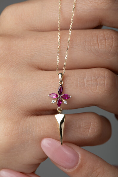 14 Ayar Altın Çiçek Kolye 