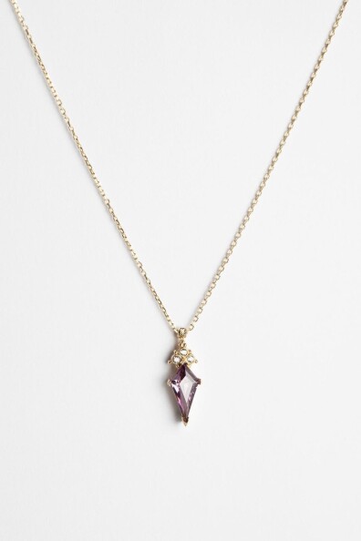 14 Ayar Altın Mor Taşlı Kolye