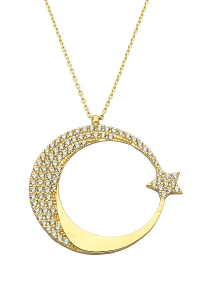 14 Ayar Altın Ay Yıldız Kolye