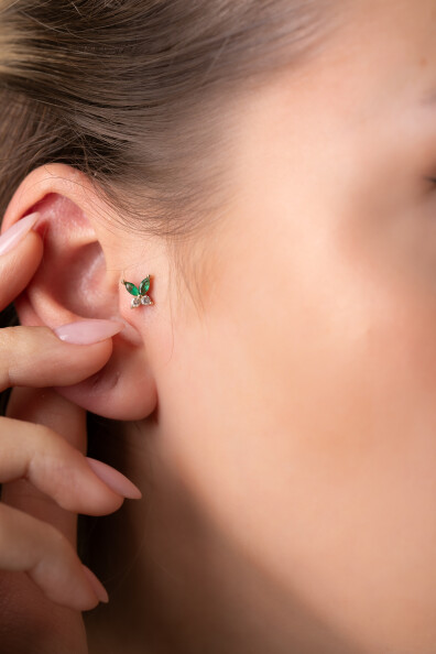 14 Ayar Atın Kelebek Küpe