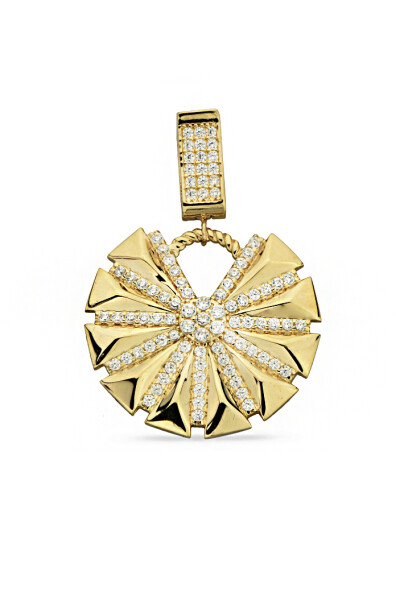 14 Ayar Altın Yuvarlak Taşlı Kolye Ucu