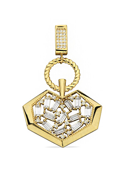 14 Ayar Altın Baget Taşlı Kalp Kolye Ucu