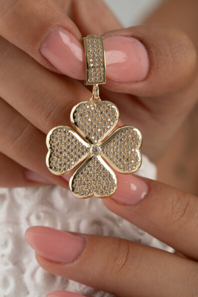 14 Ayar Altın Yonca Kolye Ucu