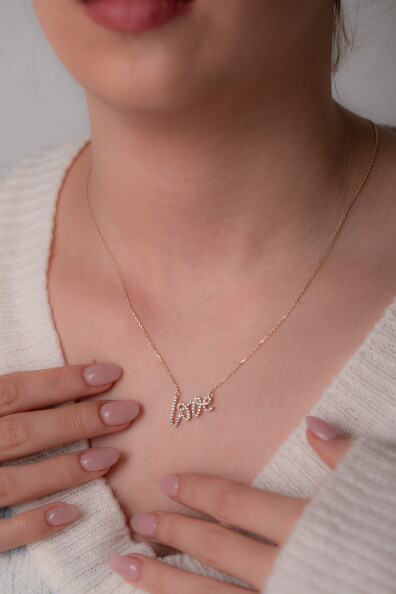 14 Ayar Altın Love Kolye