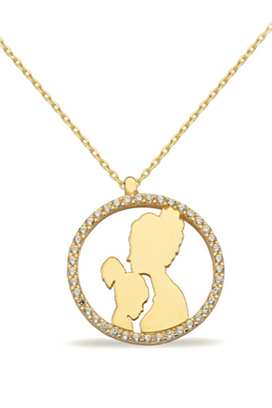 14 Ayar Altın Anne Kız Çocuk Kolye