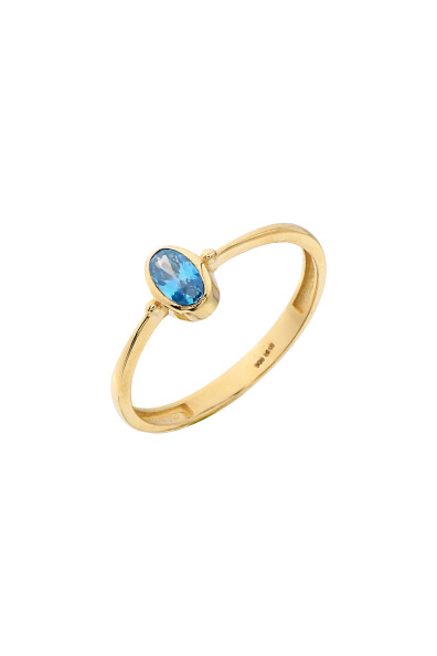 14 Ayar Altın Aqua Taş Yüzük