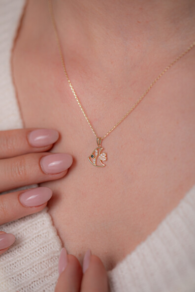 14 Ayar Altın Balık Kolye