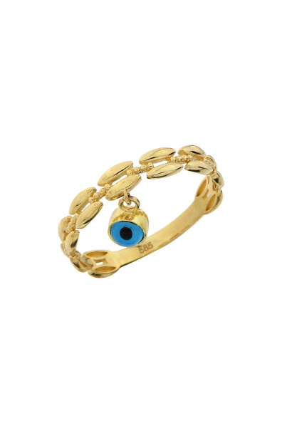 14 Ayar Altın Göz Boncuklu Yüzük