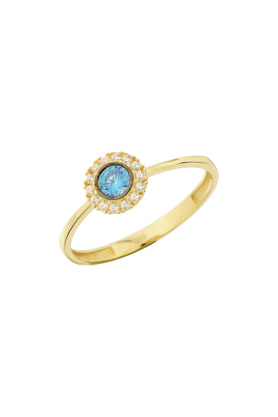 14 Ayar Altın Mavi Taşlı Yüzük