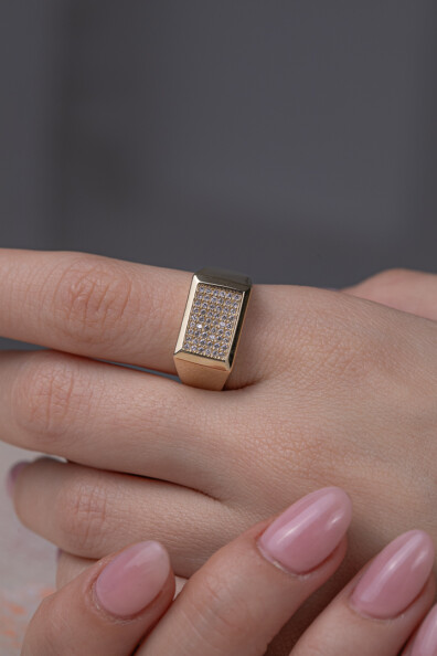 14 Ayar Altın Dikdörtgen Yüzük