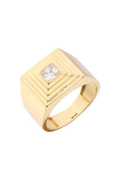 14 Ayar Altın Kare Şövalye Yüzük